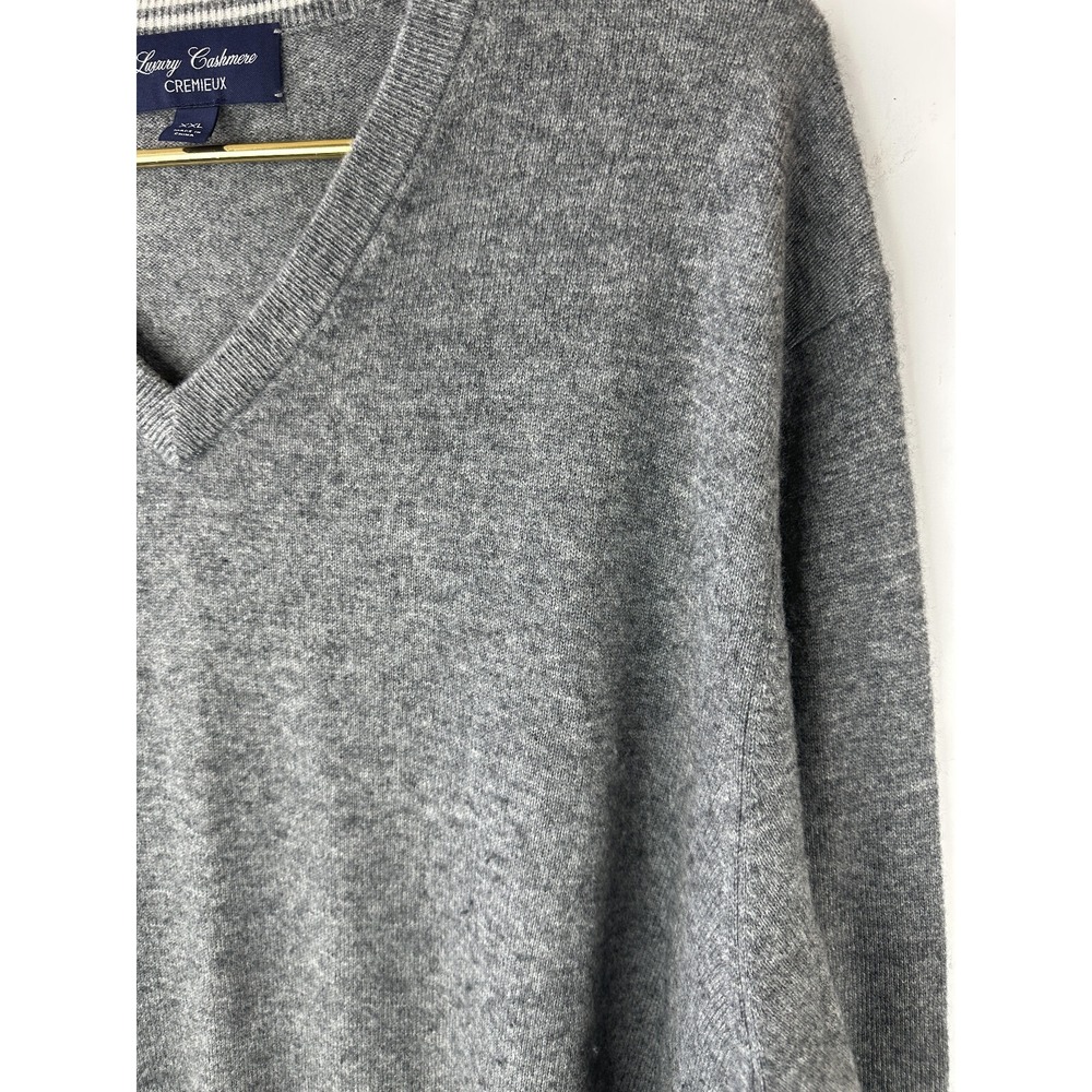 Luxury Cashmere Cremieux V-Neck Sweater Heather Gray Long Sleeve Men's Size XXL - Picture 4 of 15